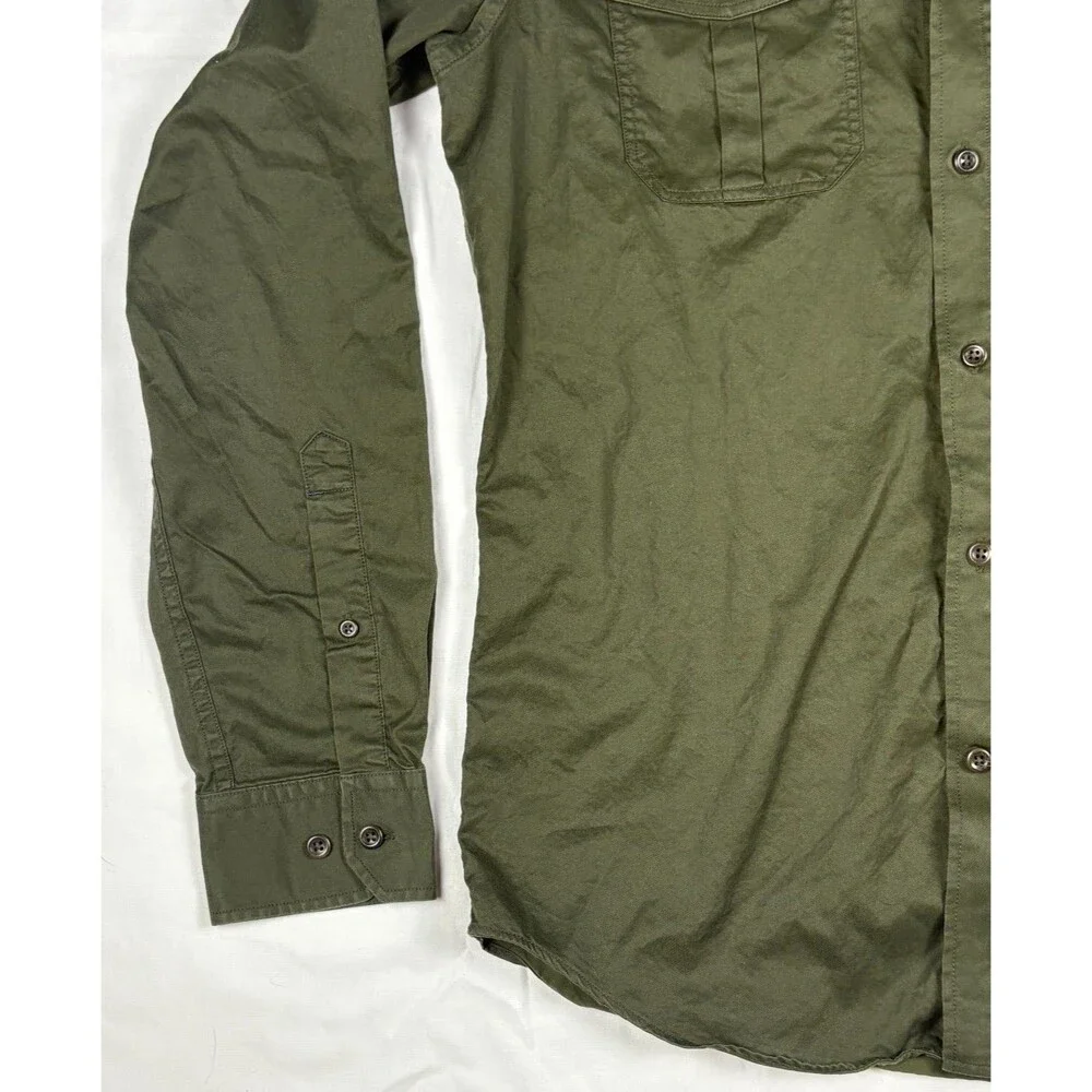 Banana Republic Military Utility Button Up Shirt Olive Green Mens Size Medium